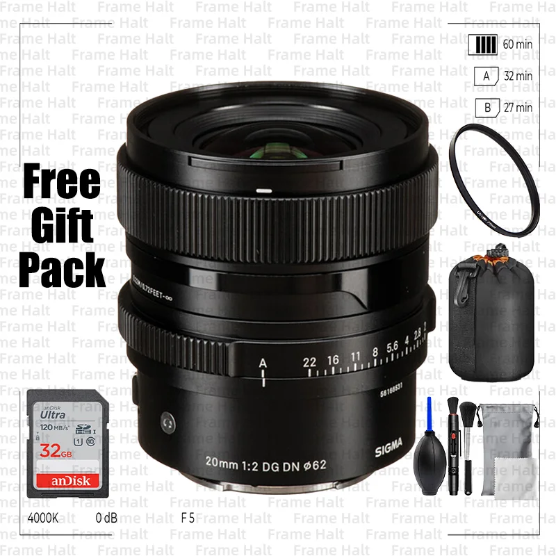 Sigma 20mm F2 DG DN |   Lente de enfoque fijo gran angular contemporáneo para montura Sony E, para cámaras sin espejo de fotograma completo y APS-C