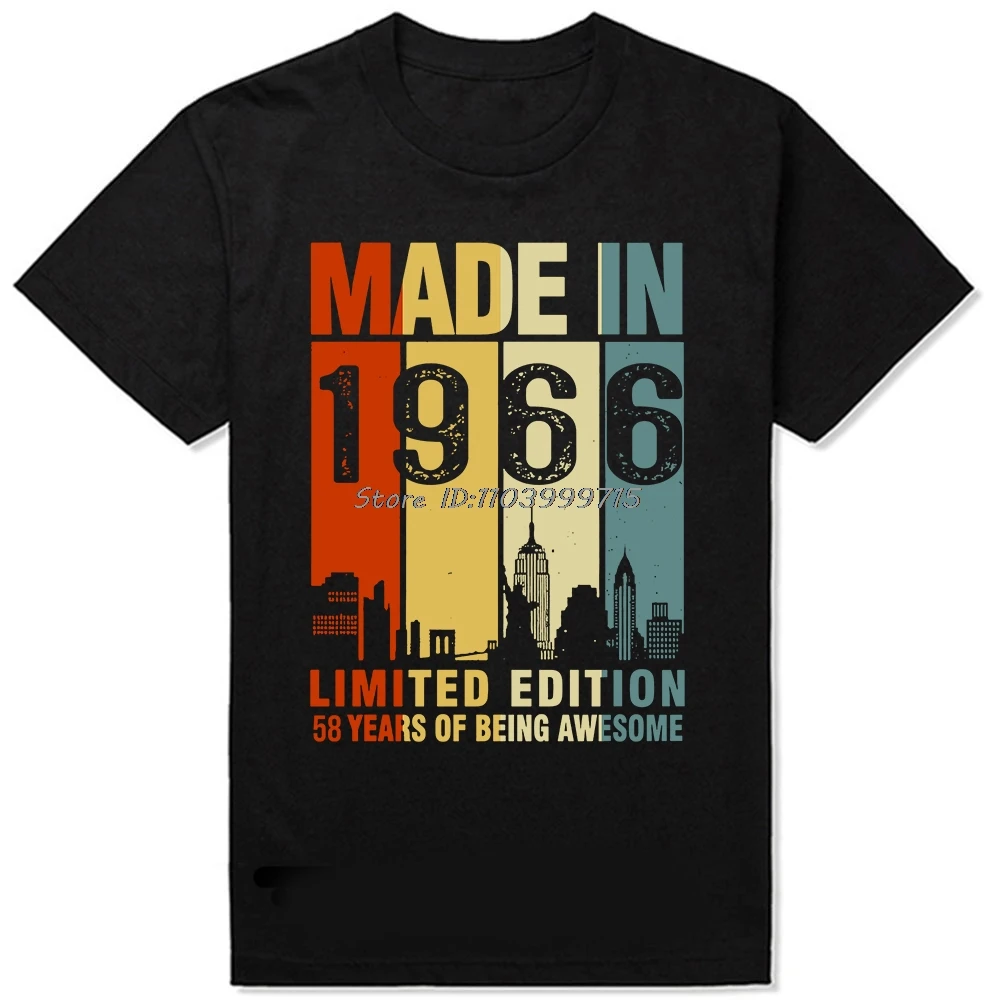 Retro 60s Clothes Vintage Made In 1966 All Original Parts T Shirt Men Husband Dad Birthday Gifts T Shirt Born In 1966 T-shirt