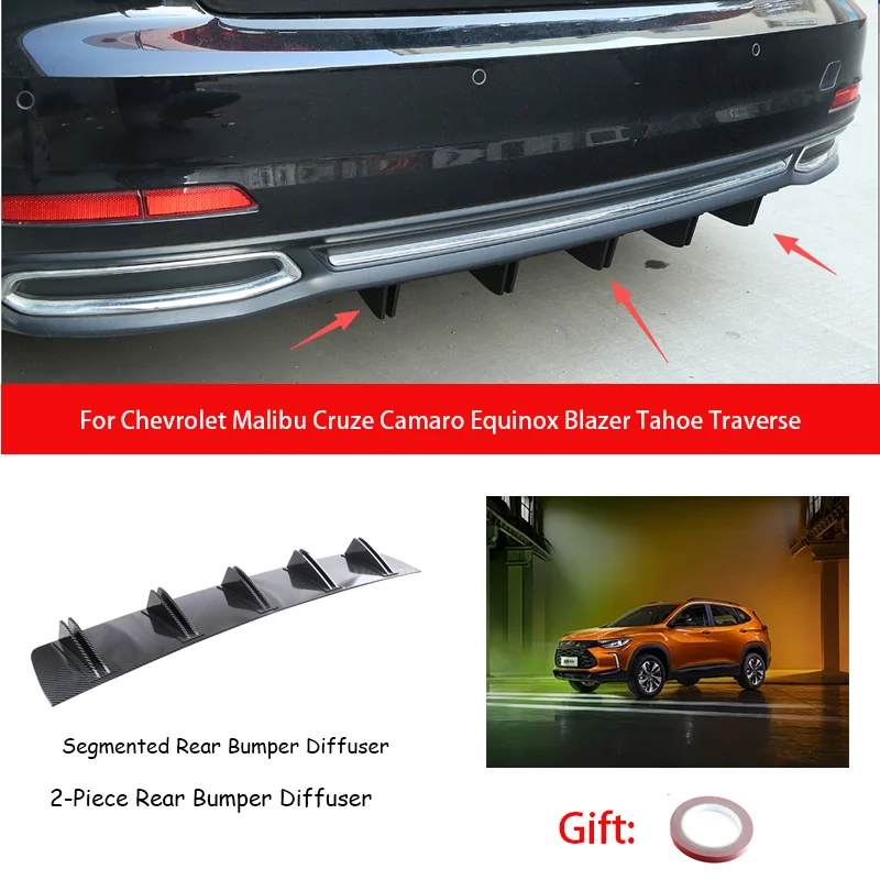For Chevrolet Malibu Cruze Camaro Equinox Blazer Tahoe Traverse ABS Rear Bumper Lip Diffuser Shark Fin Anti-collision