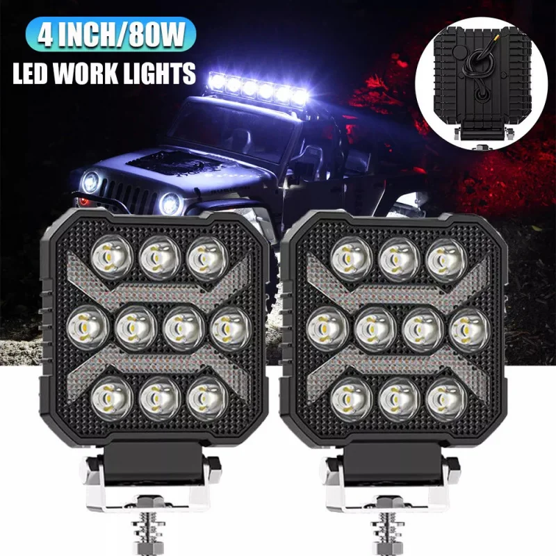 

SAAR 4-дюймовый 80 Вт автомобильный светодиодный рабочий фонарь, круглый 10 светодиодный светильник, предупреждающий противотуманный фонарь