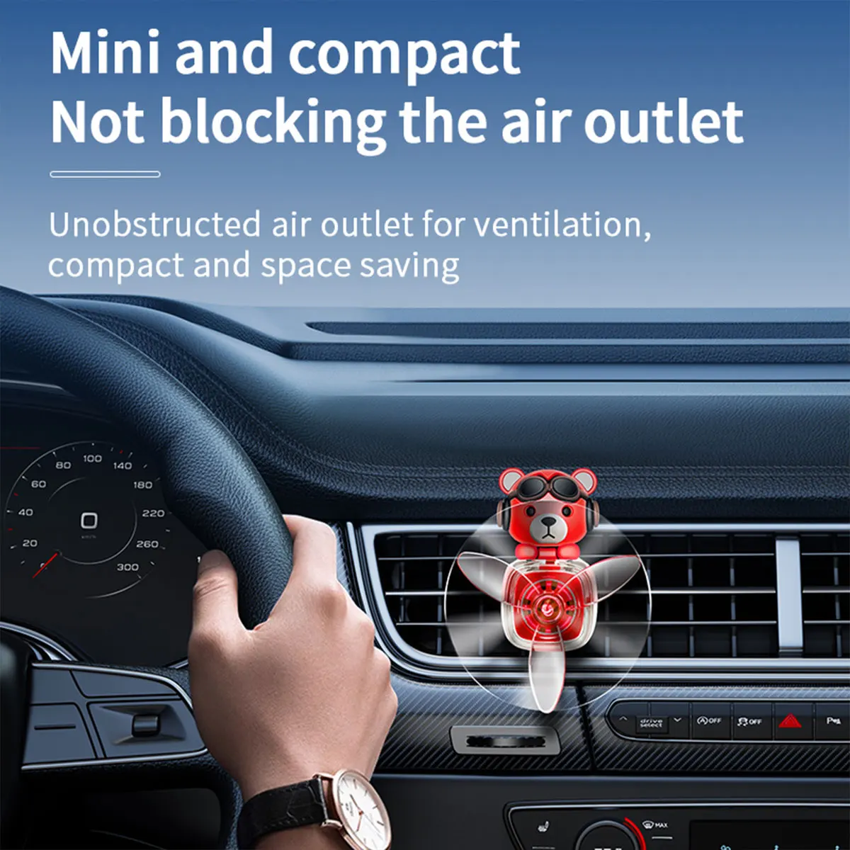 Car Air Freshener Cartoon Bear Style Air Outlet Rotatable Fan Vent Clips Perfume Diffusion Fragrance Long-lasting Interior Decor