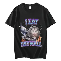 I Eat Dry Wall Opossum Graphic T Shirts Fashion Funny Meme Short Sleeve T-shirt Unisex Casual Vintage T-shirts Y2k Streetwear