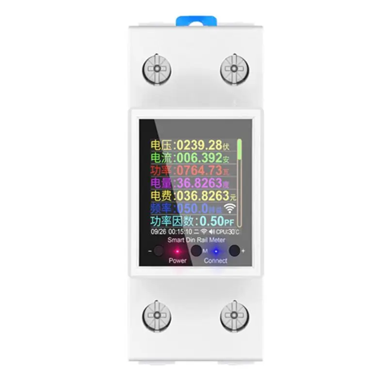 

Tuya Smart Wifi Din Rail Energy Meter Real-Time Monitoring AC50-320V Real-Time Voltage Current Curve Monitor For Home/Industry-A