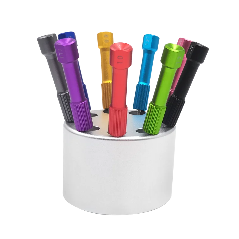 9 قطعة/المجموعة الملونة مختبر الأسنان ميكانيكي مفك دعامة زرع مفكات المسمار عدة مع قاع مستدير