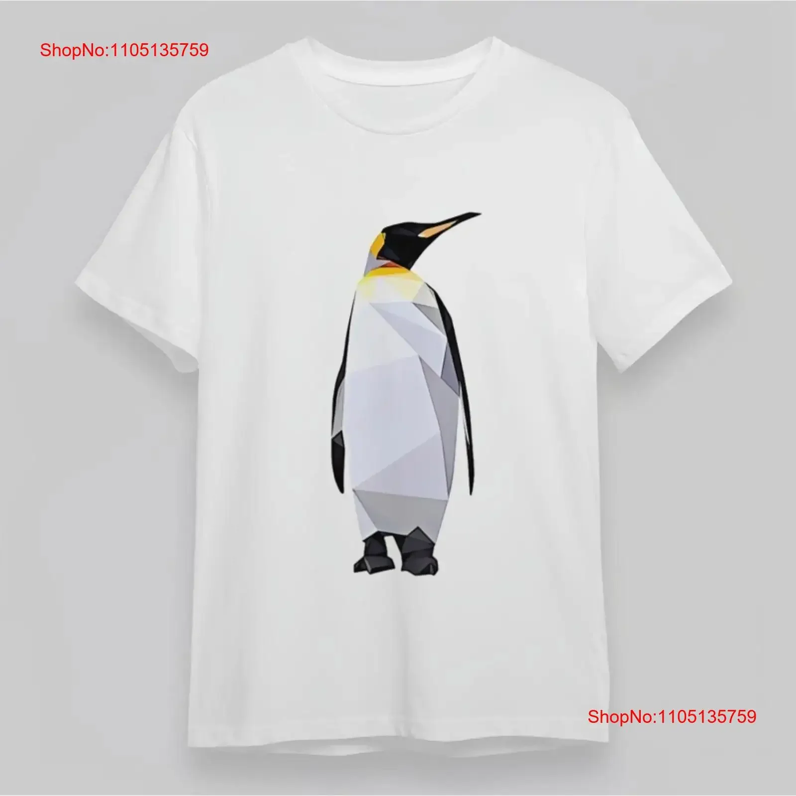 Camiseta clásica de cuello redondo a la moda para hombre, arte de pingüino geométrico negro y amarillo, ropa informal ligeramente lavada vintage, versátil