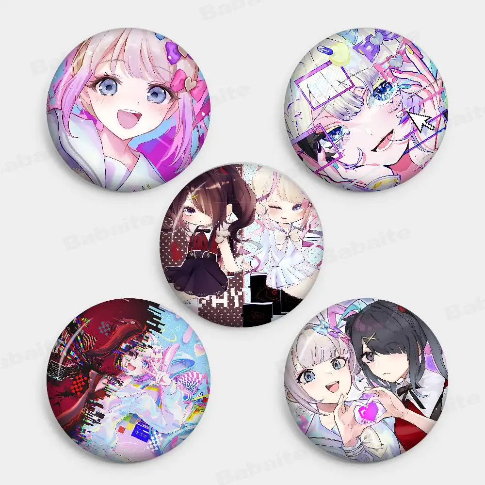 NEEDY GIRL OVERDOSE Cartoon Brooches Anime Badge Round Handmade Brooch Lapel Pins Jewelry for Backpack Clothes Gifts