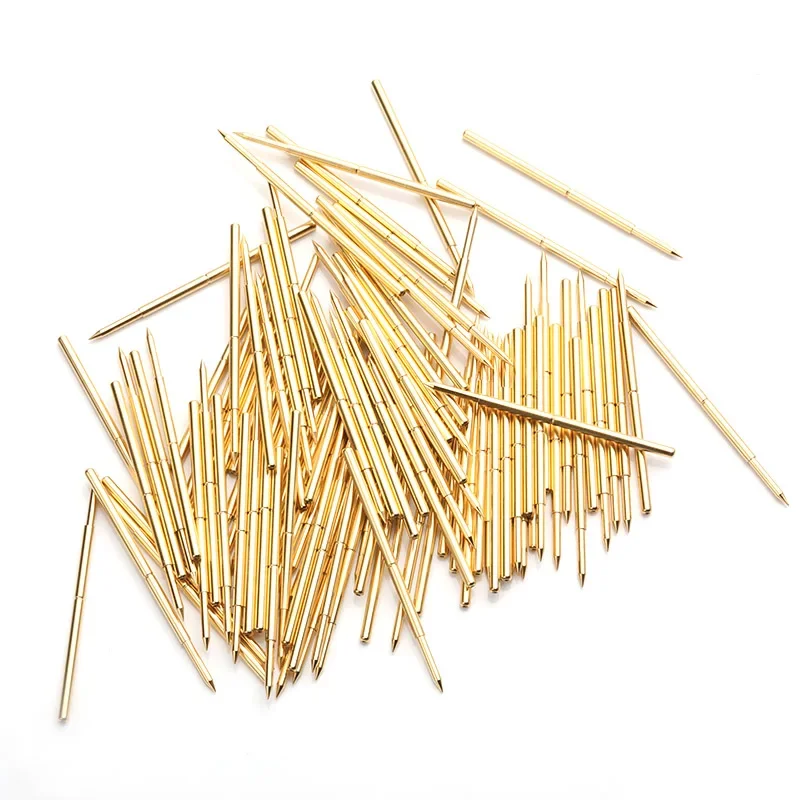 100PCS Gold-plated PA100-B Pointed Spring Test Needle with An Outer Diameter of 1.36mm and A Total Length of 33.35mm for Testing