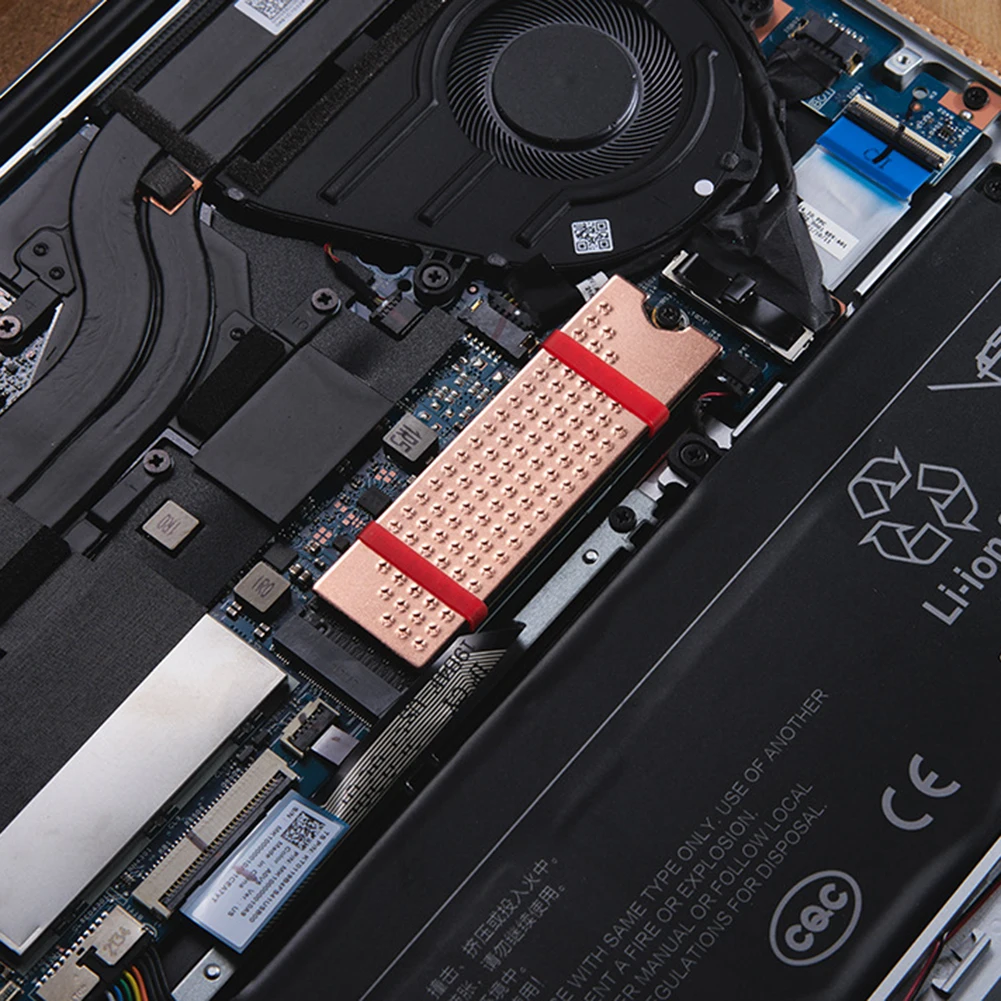 Kupfer-SSD-Kühlkörper mit thermischem Silikon-Pad, SSD-Kühlkörper, Laptop-Desktop, 0,8 mm/1 mm/2 mm für M.2 2280 SSD