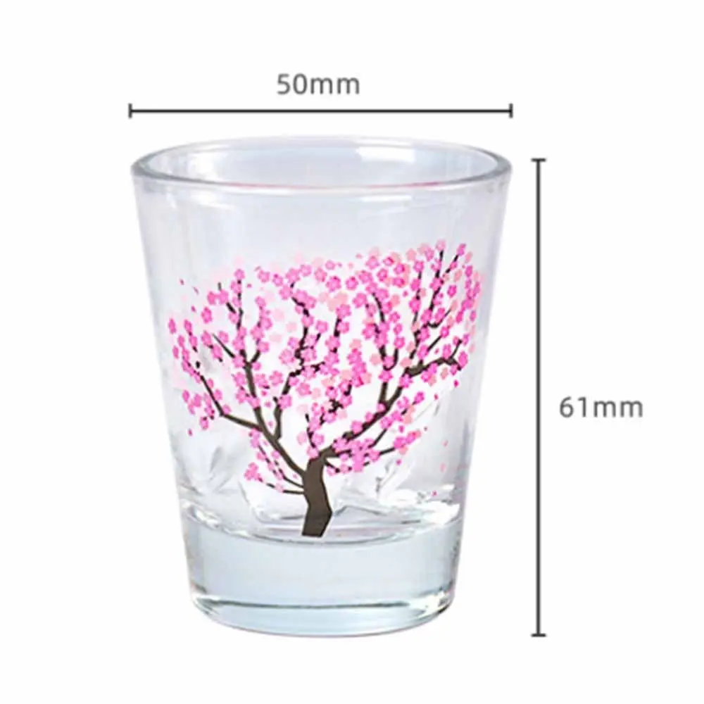 2oz Glass Wine Glass Color Changing Glass Water Cup Sakura Blossom Pattern Color Changing Baijiu Cup