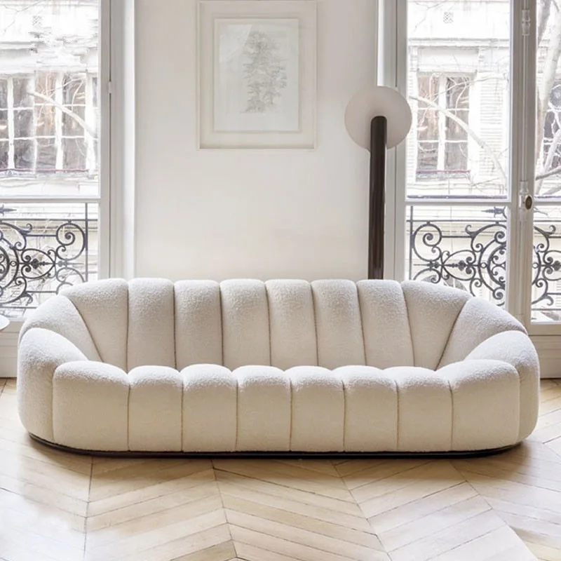 Cloud Sofa Chair Light Luxury Small Sofa Designer Small Apartment Lambswool Nordic Pumpkin Minimalist Light Luxury Style