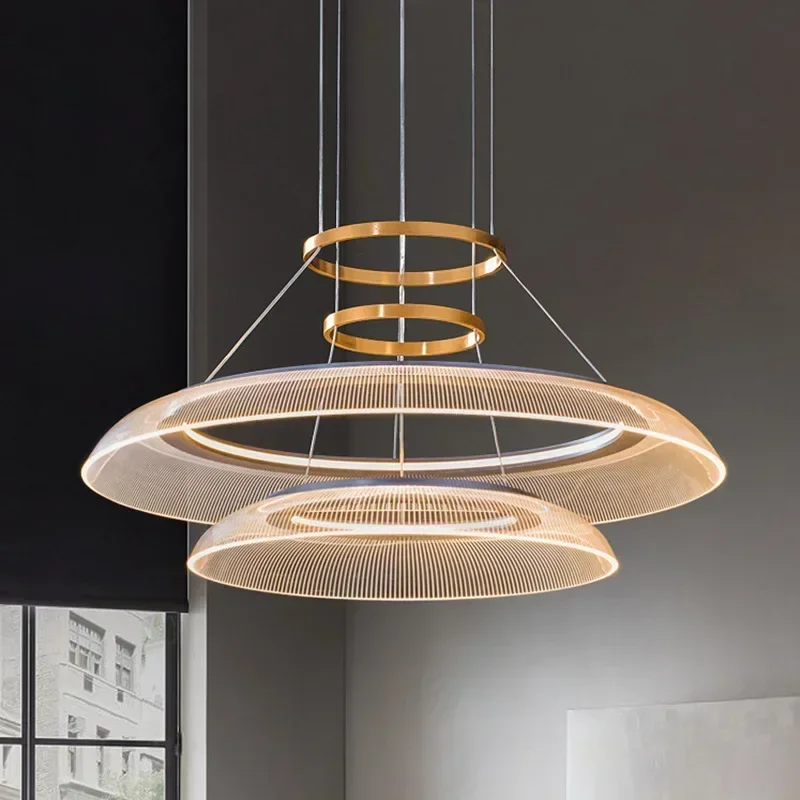 

Nordic Living Room Chandelier Modern Simple Bedroom Light Luxury Ring Pendant Lights Creative Personality Art Designer Lamp LED