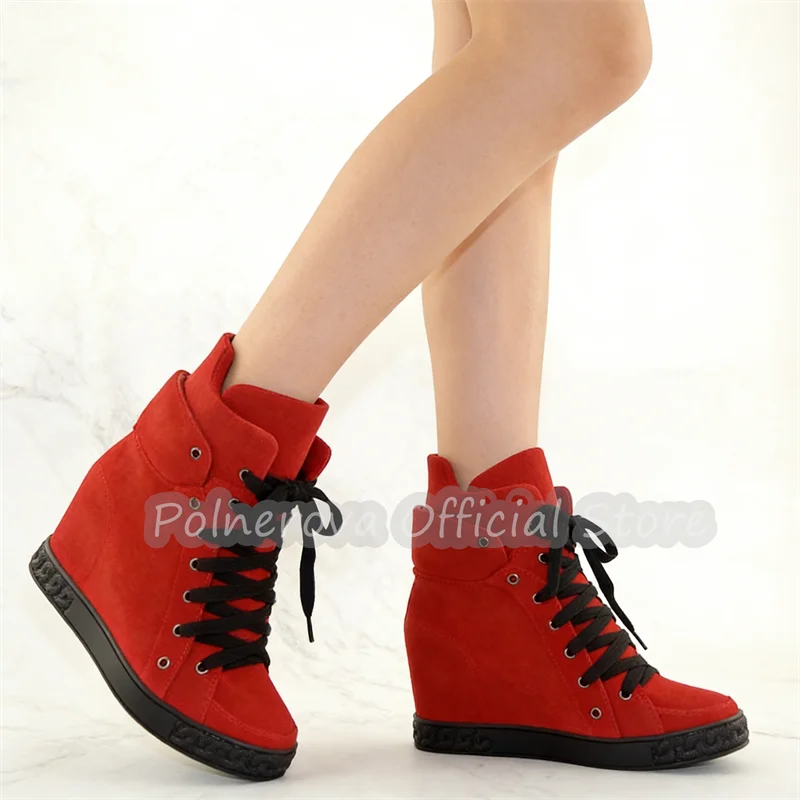 

Модные женские кроссовки на танкетке с увеличенной высотой, на шнуровке, высокие, кожаные, повседневные, спортивные, разноцветные, с леопардовым принтом, женские ботинки