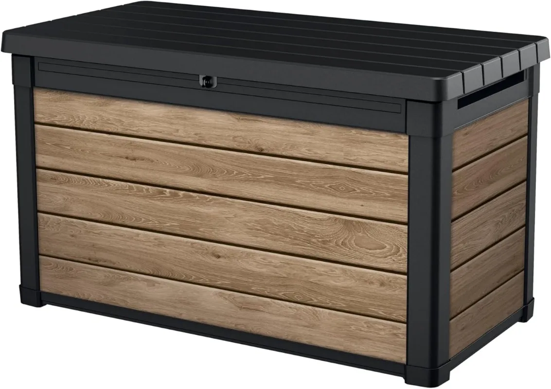 Ashwood 100 Gallon Resin Deck Box Organization and Storage for Patio Furniture Outdoor Cushions, Throw Pillows, Garden Too