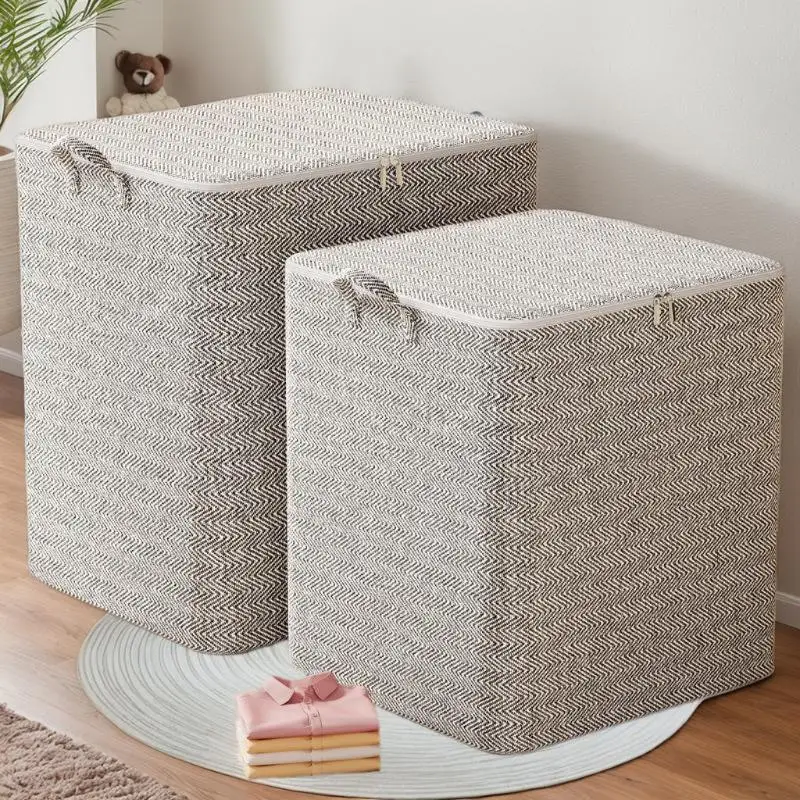 Foldable 220L Storage Box for Clothes with Cover Large Size Laundry Basket Organizer Bag for Bedroom Wardrobe Storage