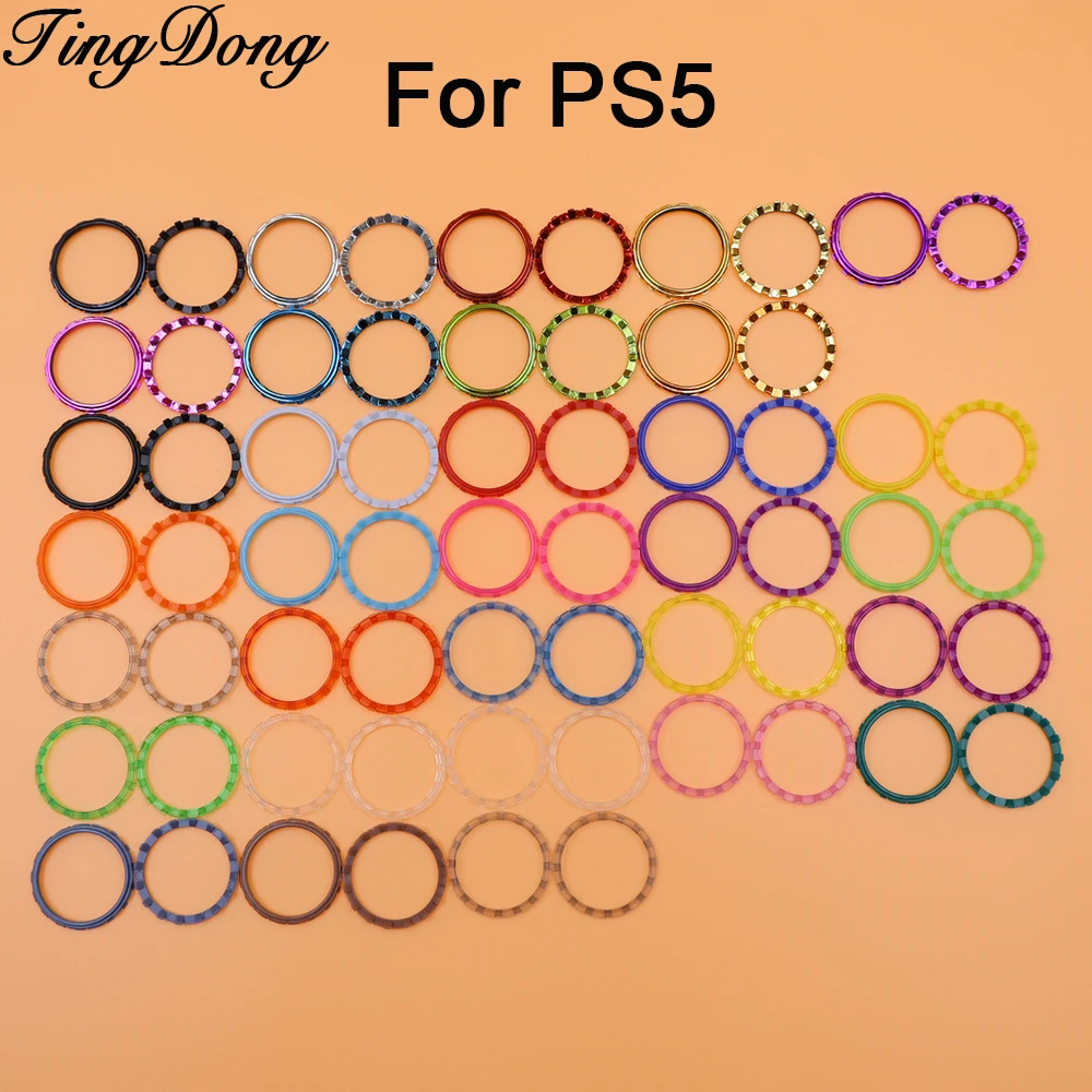 4Pair for PS5 Controller Plastic Colored + Transparent Color Thumbstick Accent Rings Replacement Accessories