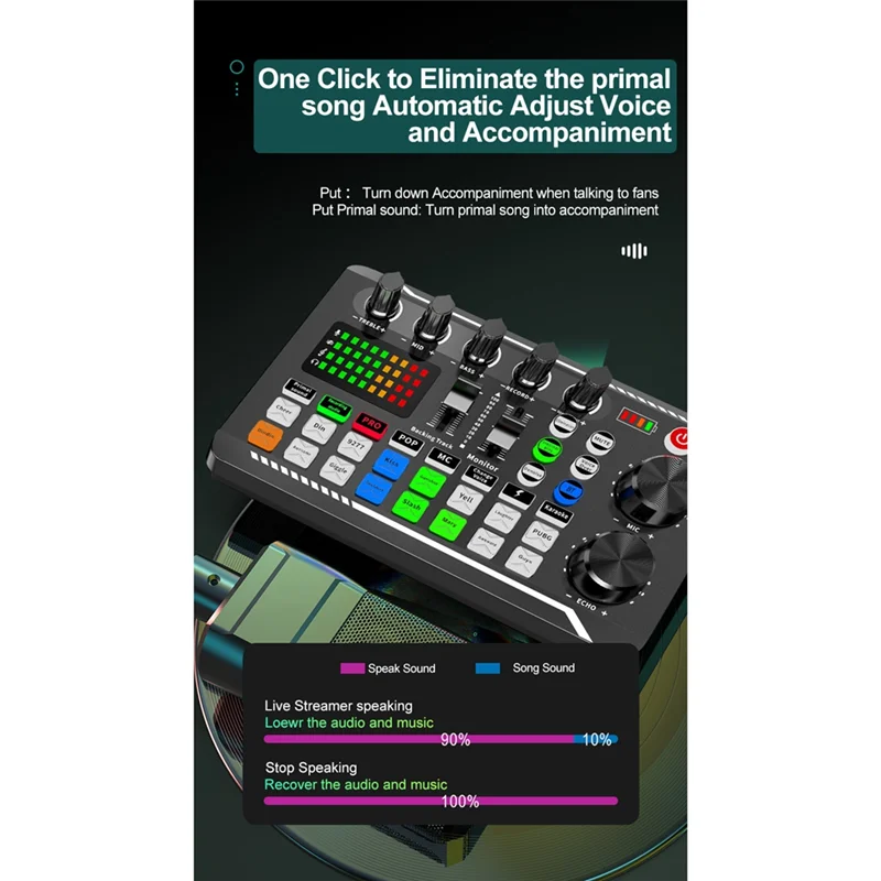 【Superdeals】F998 كارت الصوت ومجموعة ميكروفون BM800 Mic Sound Mixer كارت الصوت خلط الصوت وحدة التحكم مكبر للصوت للغناء PC Ph