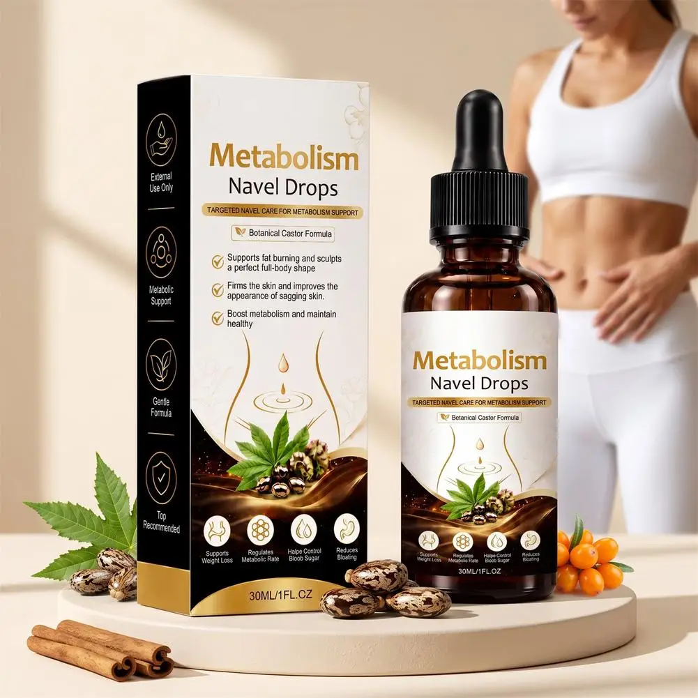 Castor Oil Navel Drops Gentle Abdomen Massage Essence with Ceylon Cinnamon for Skin Elasticity Firming and Daily Body Care