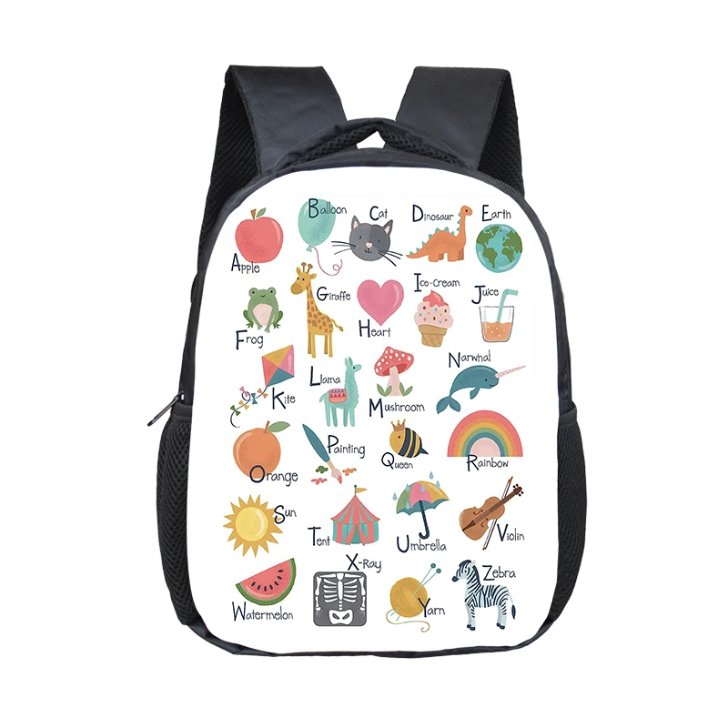 Alphabet 26 Lettres Imprimer Sac À Dos Dessin Animé Animal Cartables pour Enfants Garçons Adolescent A-Z Lettre Maternelle Bookbags Cadeau 16 amaran