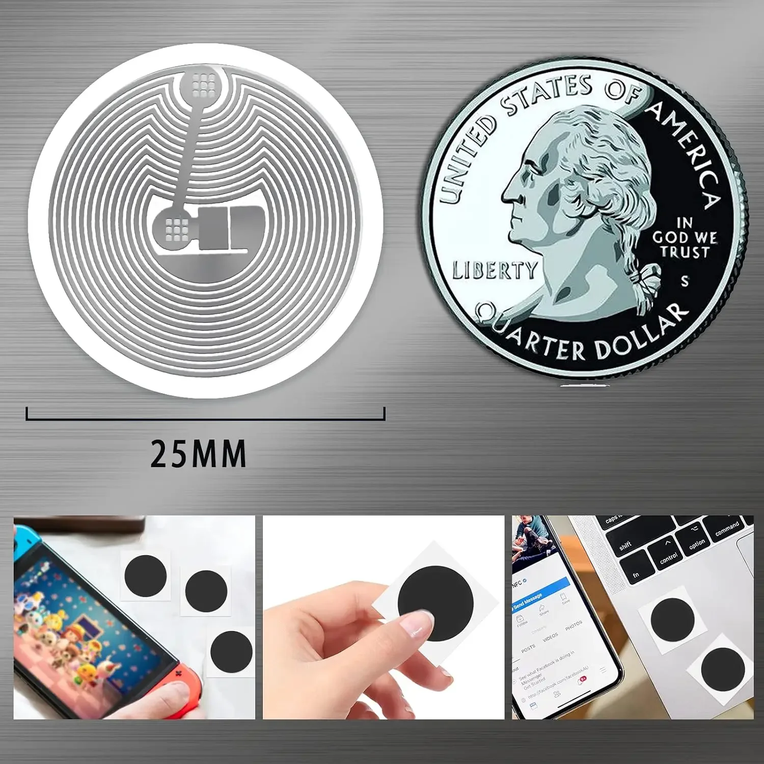 DIXSG Black Ntag 215 NFC Phone Available RFID Tags Stickers Adhesive Label Ntag215 Self-adhesive Tag 13.56MHz ISO14443A Sticker