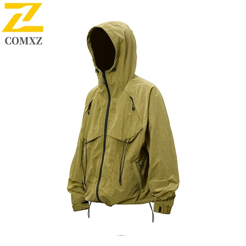 

COMXZ 2025 Мужская водонепроницаемая ветровка, осенняя свободная походная рабочая одежда, куртка, городское уличное пальто