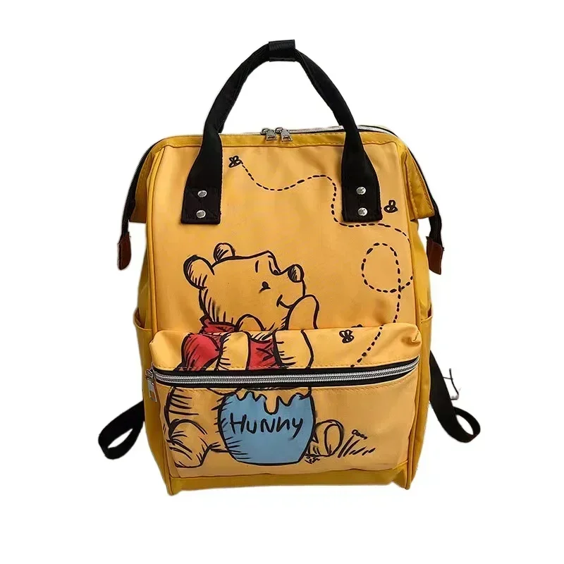 Disney Winnie The Pooh Women Backpack Student  Fashion Cartoon Print Multi-function Large Capacity SchoolBag Mother and Baby Bag