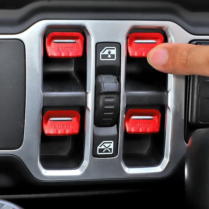 Car Window Control Button Decoration Cover Sticker for Jeep Wrangler JL Gladiator JT 2018 2019 2020 2021 2022 2023 Accessories