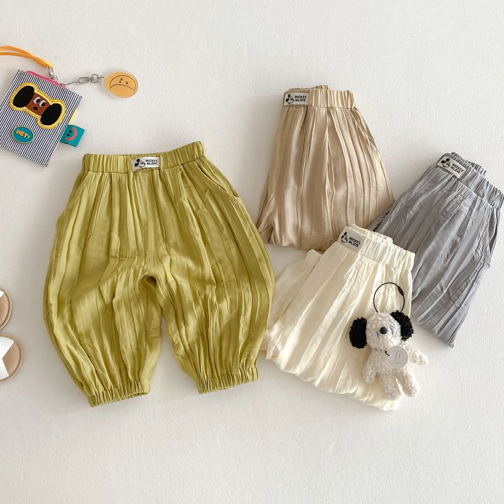 Children's Solid Color Mosquito Proof Pants 2025 New Summer Boys' Stylish Cartoon Casual Pants Baby Korean Version Thin Pants