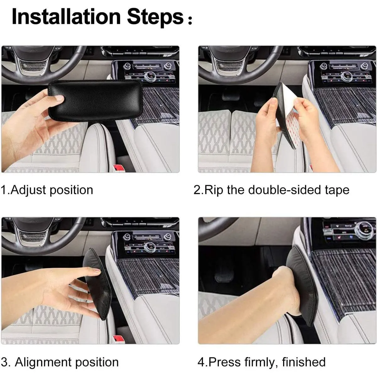 

Universal Car Armrest Cushion Automotive Soft Leather Center Console Knee Pad Door Armrest Elbow Pad Comfort Pillow,2PCS jasmine