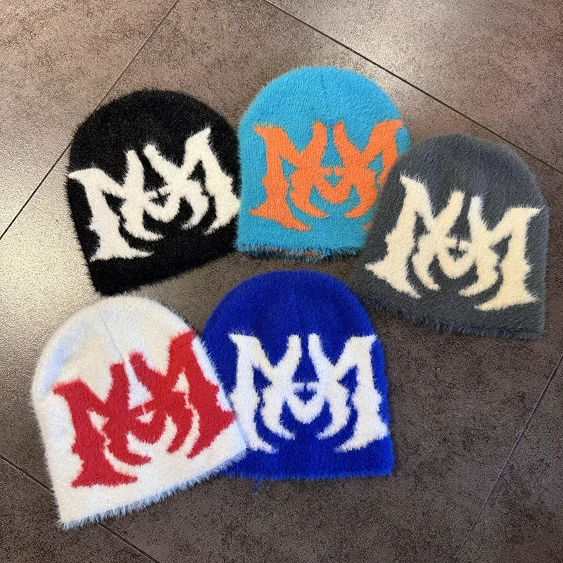 Y2K الجاكار بيني رسالة بيني رجل رقيق أفخم قبعات للرجال النساء الخريف الشتاء منفعل متماسكة الهيب هوب الدفء الأذن قبعات الذكور #3