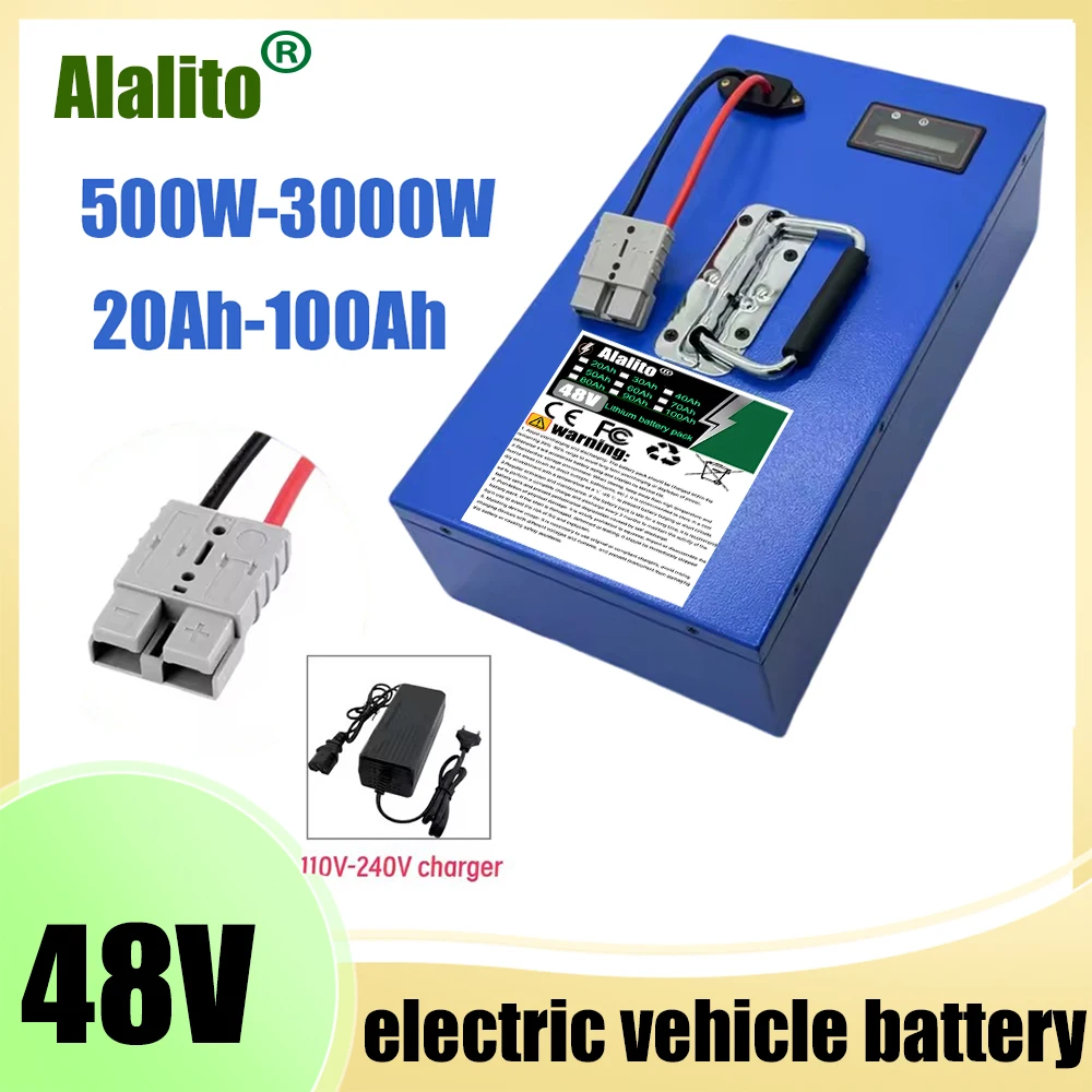 

48V 100Ah 18650 Rechargeable Lithium Battery Pack for 2000W Power Modified Motorcycle motor scooter Vehicle With Charger