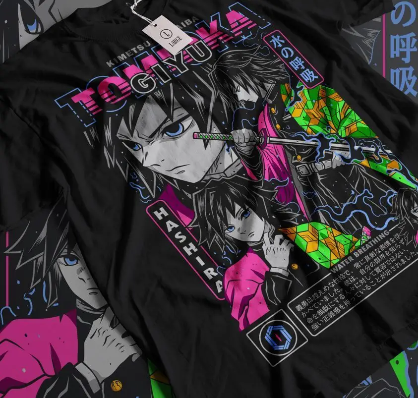 Giyu Tomioka T-shirt Demon Slayer Kimetsu No Yaiba Anime Camicia Taglia Tutte le taglie