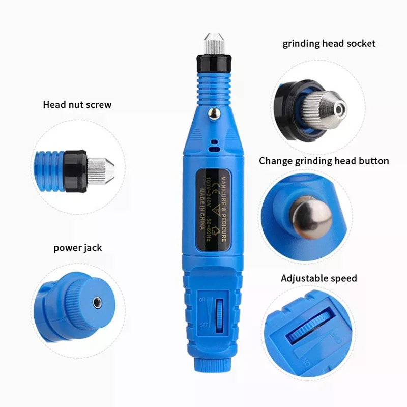 プロ仕様強力ネイルドリルマシンセット 電動ネイルサンダー ジェルポリッシュリムーバーツール ドリラー マニキュアネイルアクセサリー