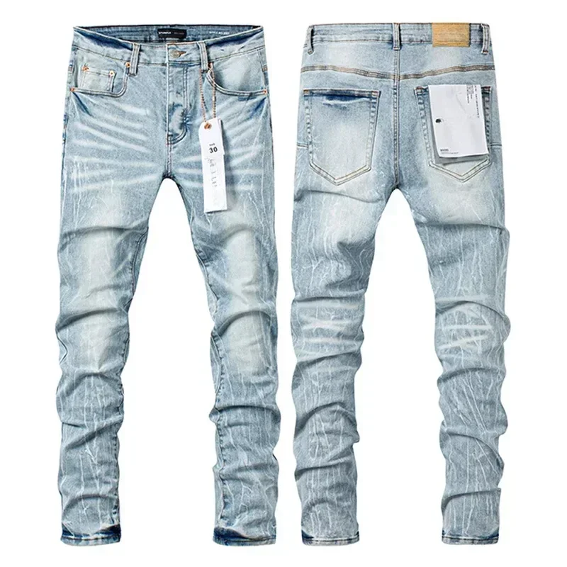 

Top quality Purples jeans Men personalized cat whisker trousers American straight leg Stylish and slim brand pants