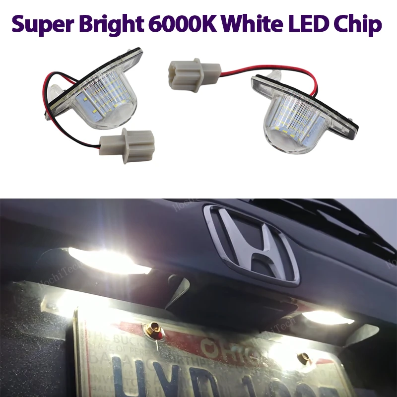 

2x Number License Plate Light Lamp No Error SMD LED 12V 6500k White for Honda Crv Fit Odyssey Jazz Hrv Frv CR-V Stream