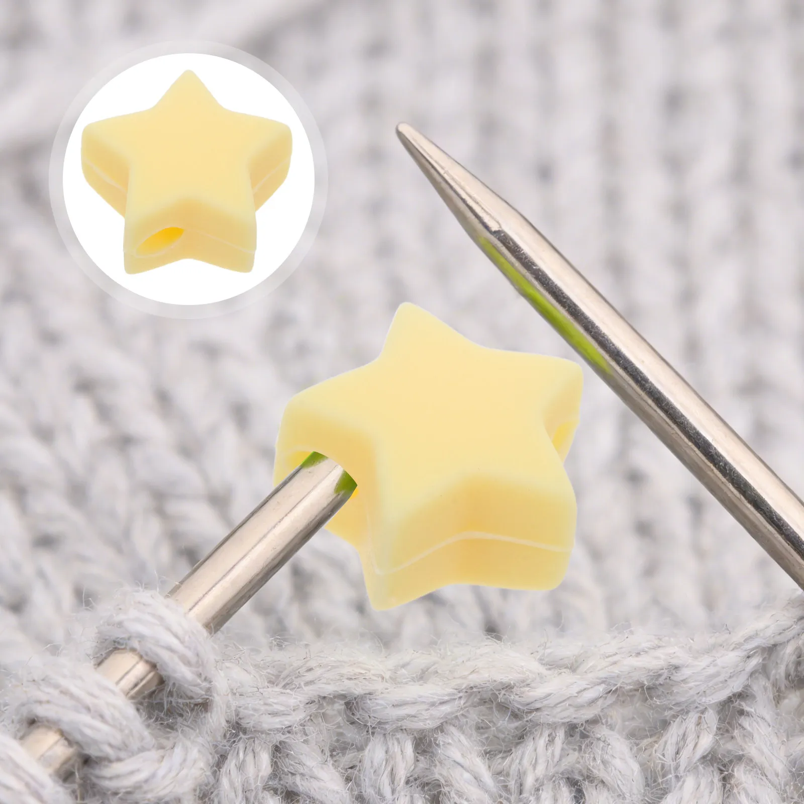 10Pcs Knitting Needle Protectors Silicone Star-Shaped Caps Stitch Stoppers for Small Needles DIY Knitting Supplies Accessories
