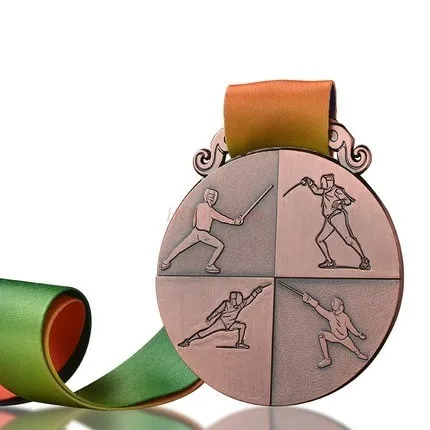 Fencing medal, martial arts gold medal, honor medal, club champion souvenir medal