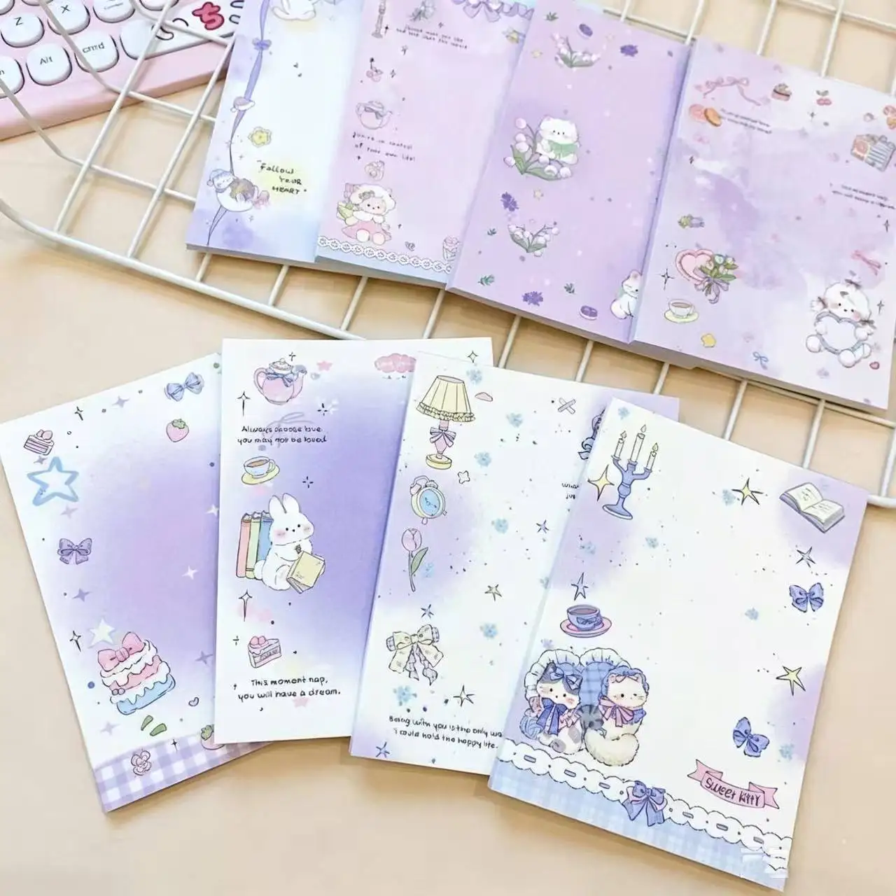 A7 Purple Crystal Notepad, Tearable Non-sticky Memo Pad, Cute Notebook for Students, Journaling Scrapbooking Supplies, 20 Sheets