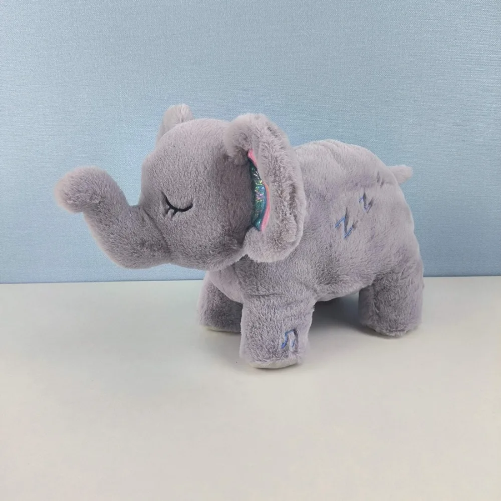 Baby Breathing Elephant Plush Doll Music Light Doll Soft Sleep Companion Playmate Cute Soothing Otter Toy for Newborn Toddler