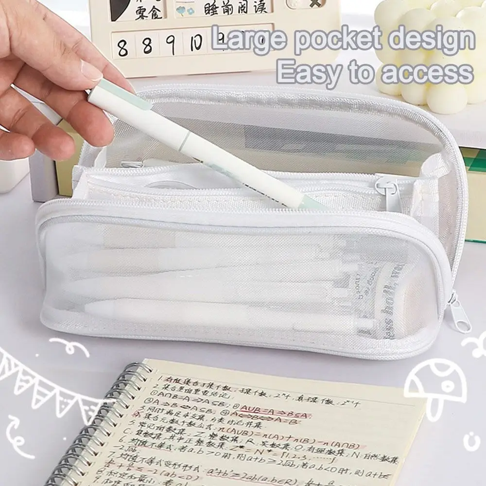 Cartoon Mesh Federmäppchen Transparent Große Kapazität Stifttaschen Bleistiftbeutel Schulbedarf