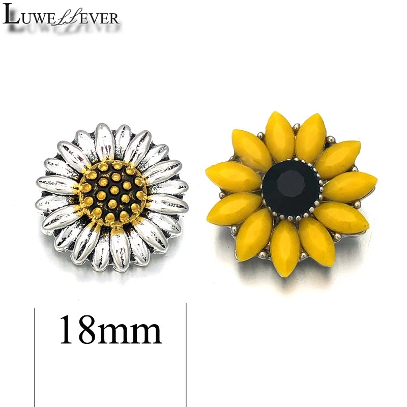 Sunflower Component w452 Crystal 18mm Metal Snap Button For Bracelet Necklace Interchangeable Jewelry Women Accessorie Findings