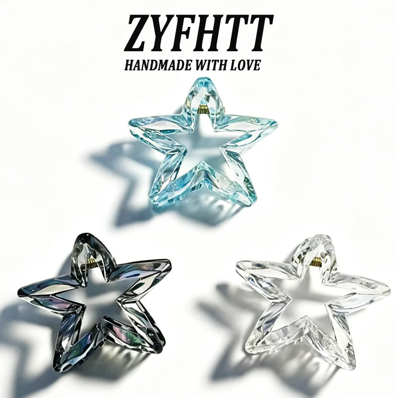 1/6 Stück ZYFHTT Transparente Fünfzackige Stern-Haarspange für Frauen Persönliche Y2K Haifischklammer Modische Mädchen-Haaraccessoires – Detail 13