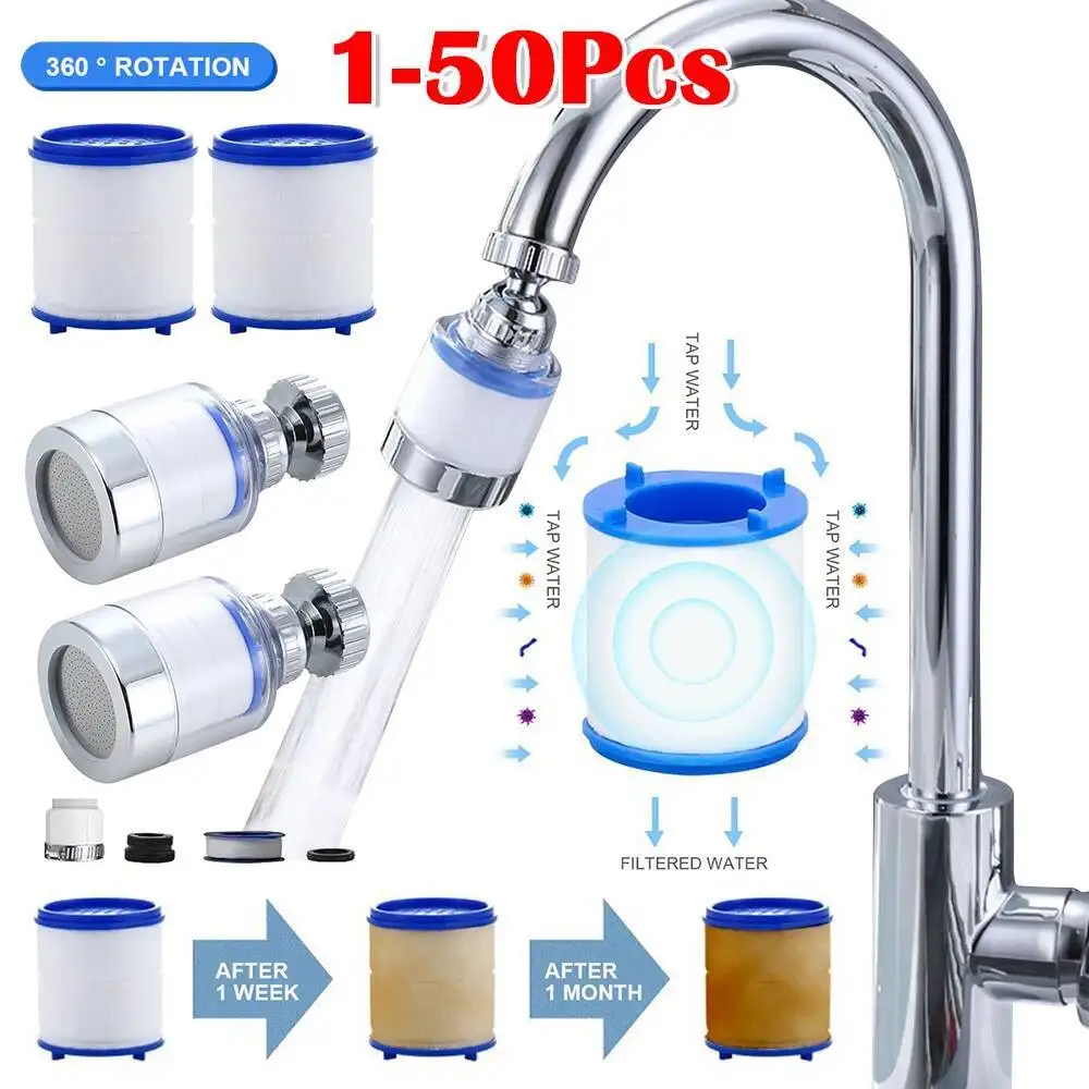 

1-50Pcs Faucet Elements Water Purifier Filter Shower PP Cotton Filtration For Kitchen Remove Chlorine Heavy Metals