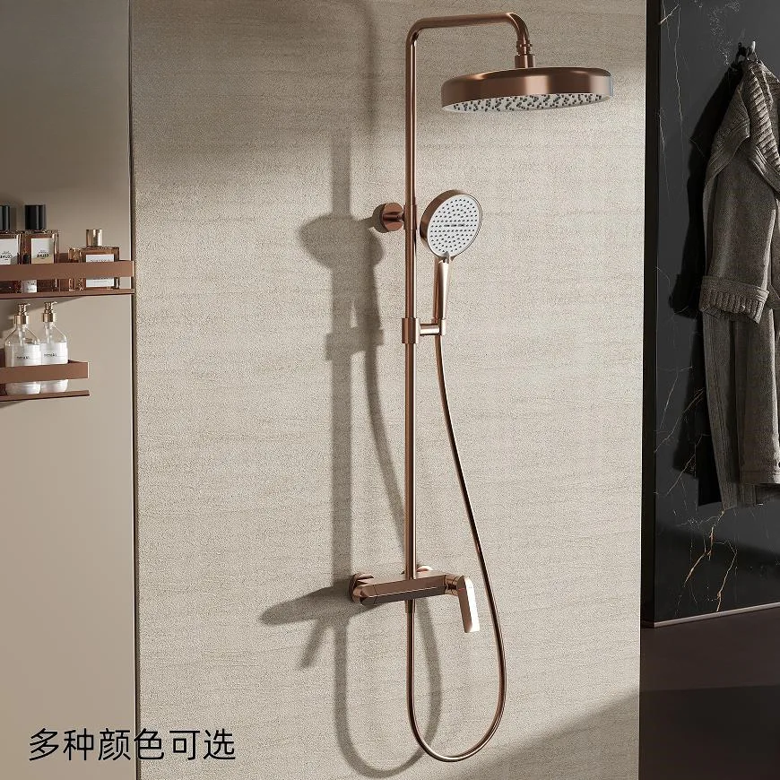 Surface shower All copper brushed rose gold Hot and cold shower Bathroom pressurized shower