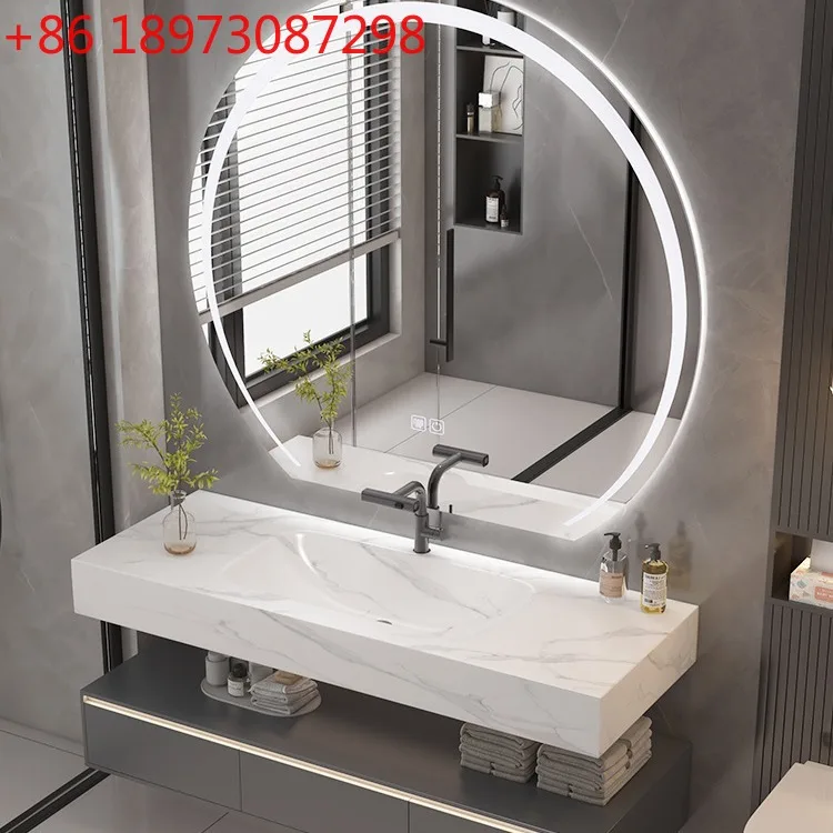 

Светильник для унитаза, роскошный шкаф для ванной комнаты, комбинированный керамический встроенный стол для рук и лица из каменной плиты