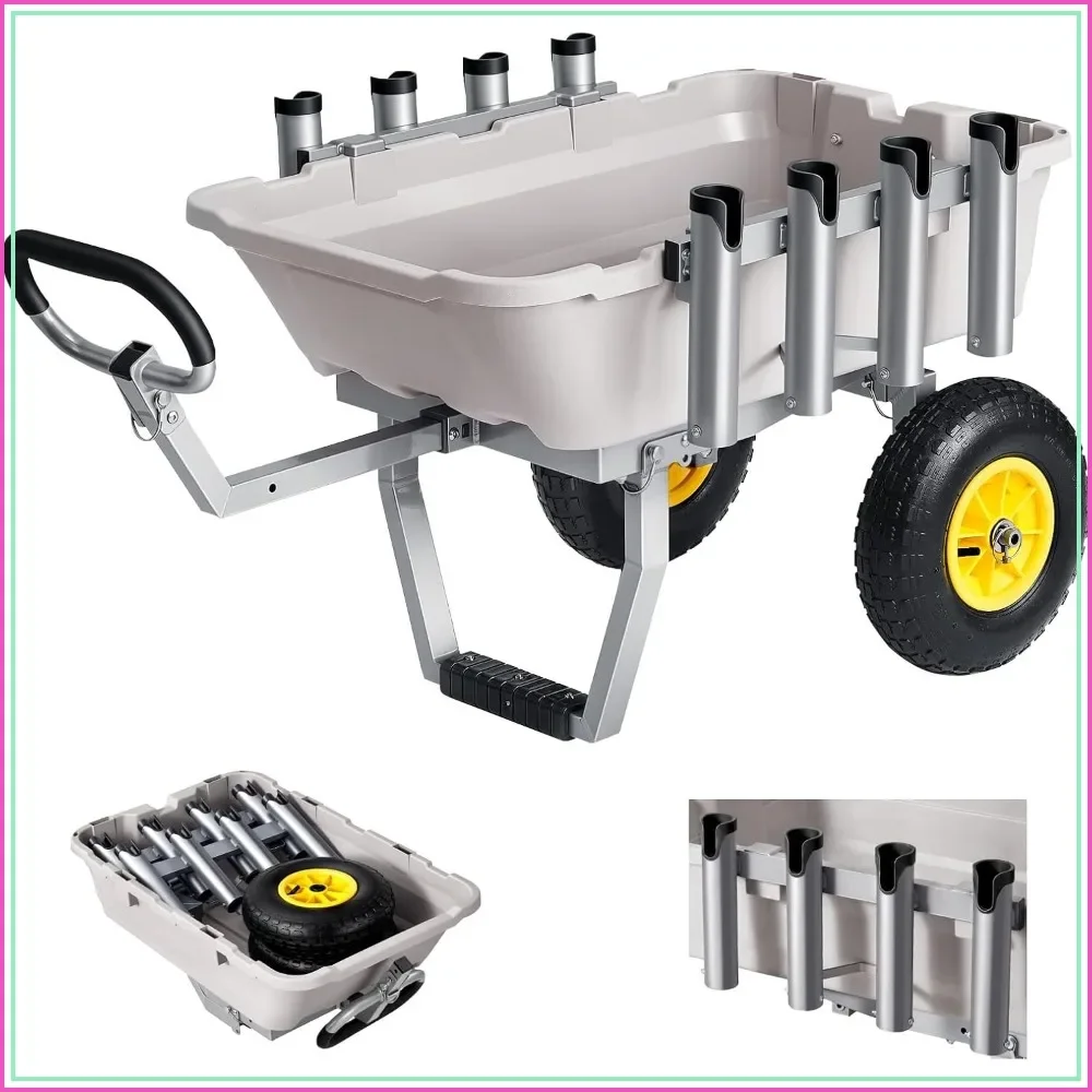 Beach Fishing Cart 200LBS Capacity Heavy Duty Aluminum Frame 13