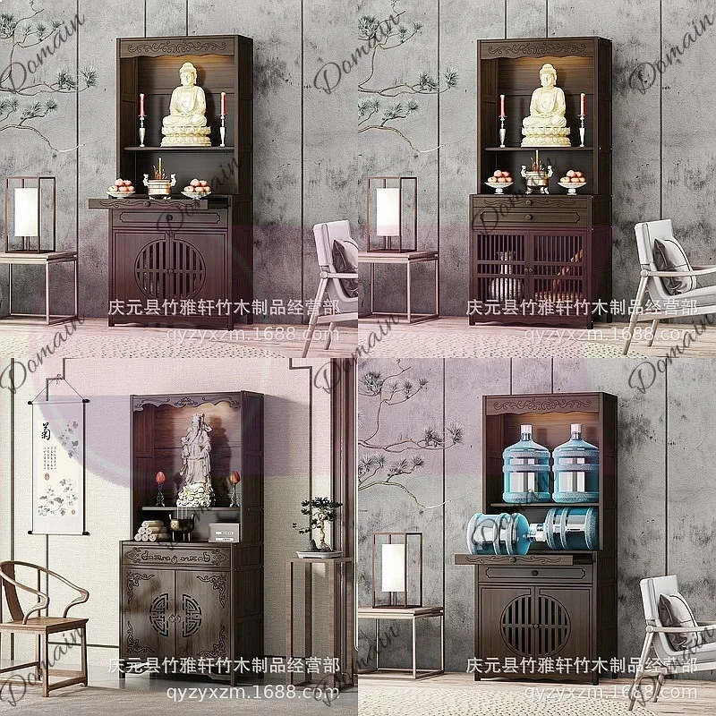 QA New Chinese Style Buddha Shrine Cabinet Stand Altar Table for Home Worship Gods Buddha Statue Organizer