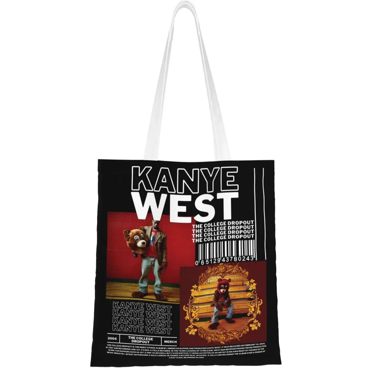 Bolso de mano de lona para hombre y mujer, bolsa de gran capacidad, estilo Hip Hop, Kanye West, años 90, Y2K