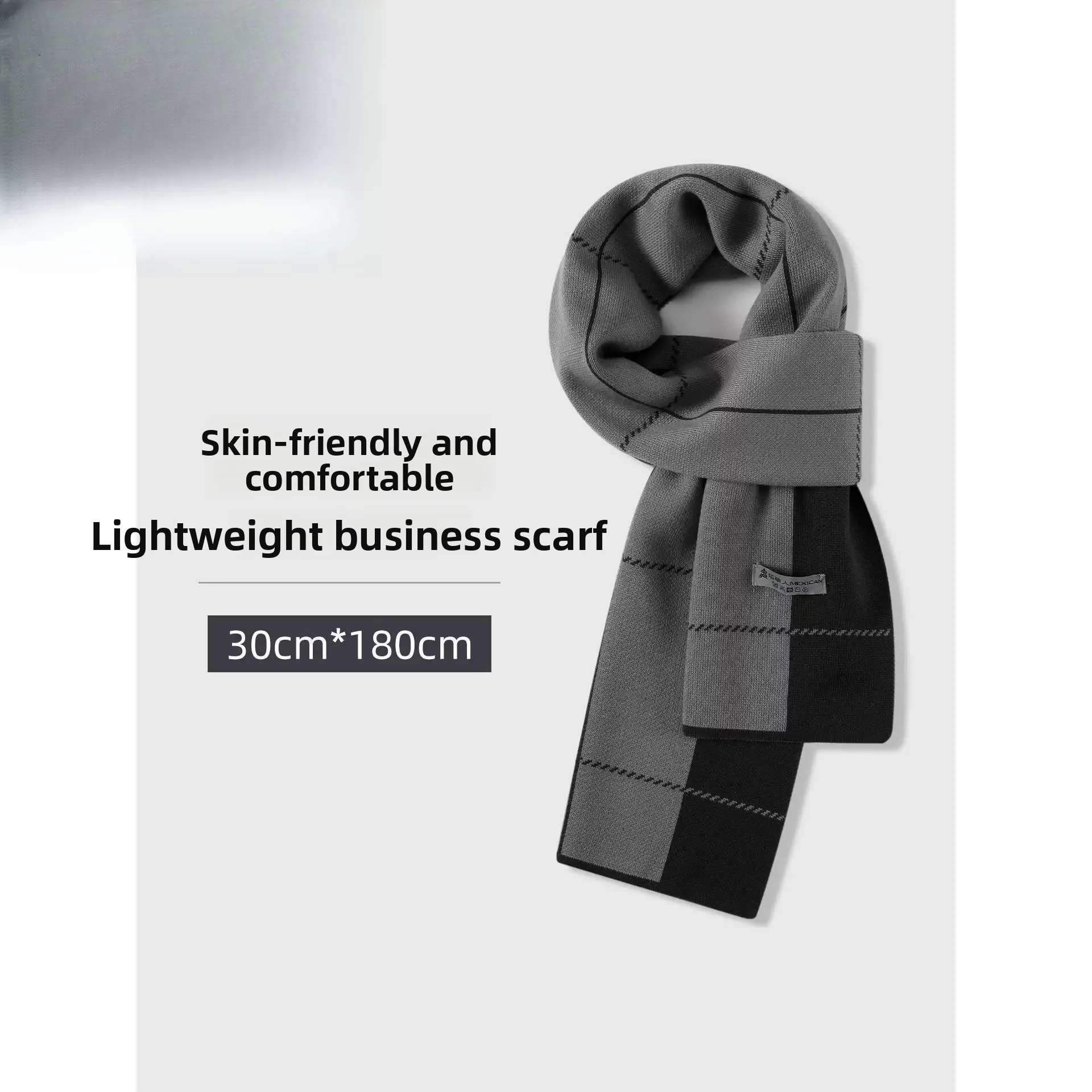 Men's Knitted Scarf Neck Protection Windproof Warm Birthday Gift for Autumn Winter Fashionable Korean Style Rectangle Shape S...