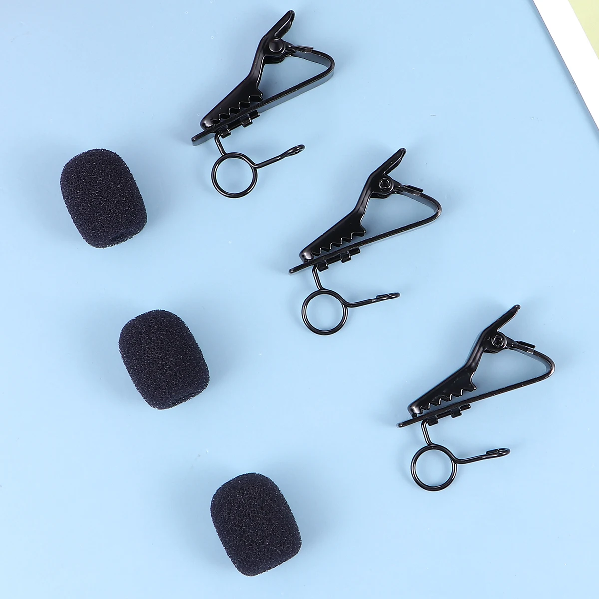 

24pcs Microphone Lapel Tie Clip Universal Mini Lavalier Mic Clamp Iron Clips Black 12pcs 8.5mm 12pcs Sponge Mic Clip for Voice