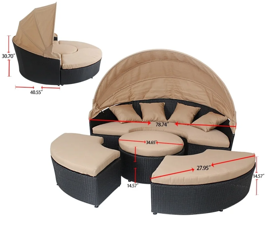 ชุดโซฟาหวายกลางแจ้งแบบกลมพร้อม - Outdoor Daybed Sofa บทวิจารณ์และราคา
